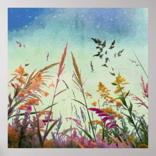 Wildblumen und Sterne Poster (Vorne)