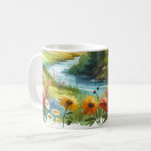Wildblumen und Strom im Frühlingstal Kaffeetasse (Vorderseite Links)