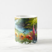 Wildblumen und Strom im Frühlingstal Kaffeetasse (Mittel)