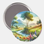 Wildblumen und Strom im Frühlingstal Magnet (Vorderseite/Rückseite)