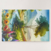 Wildblumen und Strom im Frühlingstal Puzzle (Horizontal)