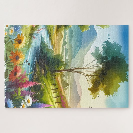 Wildblumen und Strom im Frühlingstal Puzzle (Horizontal)