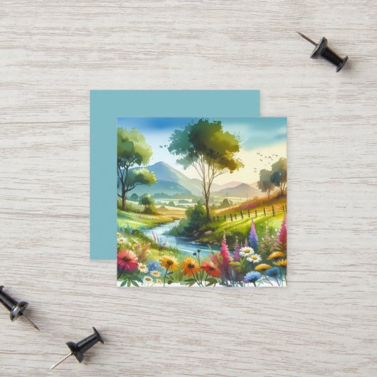 Wildblumen und Strom im Frühlingstal Telefonnummerkarte (Vorderseite/Rückseite Beispiel)