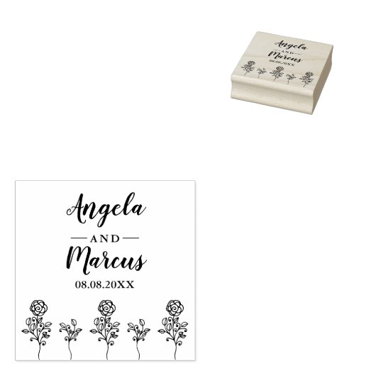 Wildblumen- und Twigs-Hochzeit Gummistempel (Stempel)