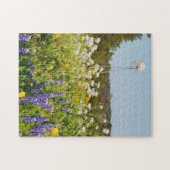 Wildblumen und Windmühle im Land der Texas-Hügel Puzzle (Horizontal)