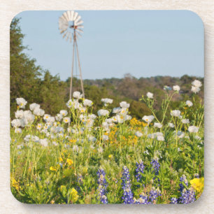 Wildblumen und Windmühle in Texas Hill Country Untersetzer
