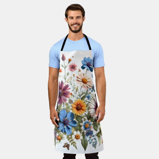 Wildblumen Unisex Schürze (Getragen)