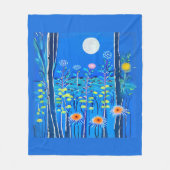 Wildblumen unter Vollmond Fleecedecke (Vorderseite)
