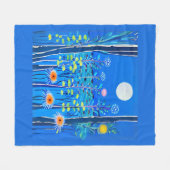 Wildblumen unter Vollmond Fleecedecke (Vorderseite (Horizontal))
