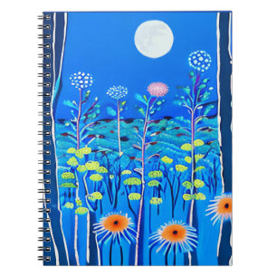 Wildblumen unter Vollmond Notizblock