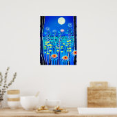 Wildblumen unter Vollmond Poster (Küche)