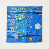 Wildblumen unter Vollmond Wandteppich (Vorderseite (Horizontal))