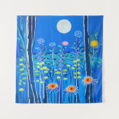 Wildblumen unter Vollmond Wandteppich (Vorderseite)