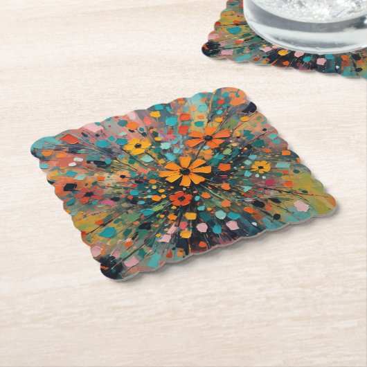 Wildblumen Untersetzer, blühend, lebhaft Untersetzer (angewinkelt)