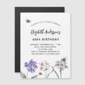 Wildblumen Veilchen Rosa Bienen Luxus Magneteinladung (Vorne/Hinten)