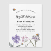 Wildblumen Veilchen Rosa Bienen Luxus Magneteinladung (Vorderseite)