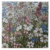 Wildblumen verklebte Glastäuschung Fliese (Vorderseite)