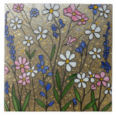 Wildblumen verklebte Glastäuschung Fliese (Vorderseite)
