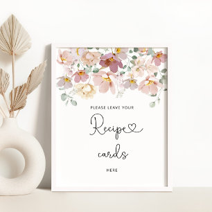Wildblumen verließ Ihre Rezeptkarte hier Poster