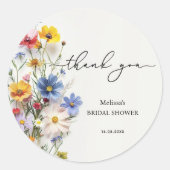 Wildblumen Vielen Dank Brautparty Runder Aufkleber (Vorderseite)