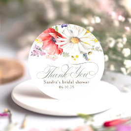Wildblumen Vielen Dank Runder Aufkleber