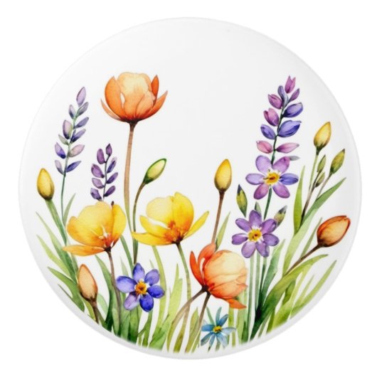 Wildblumen vier keramikknauf (Vorderseite)