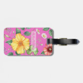 Wildblumen Vintag Zeichnend / Küken, rosa Gepäckanhänger (Rückseite horizontal)