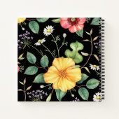 Wildblumen Vintag Zeichnend / Mitternacht Notizblock (Rückseite)