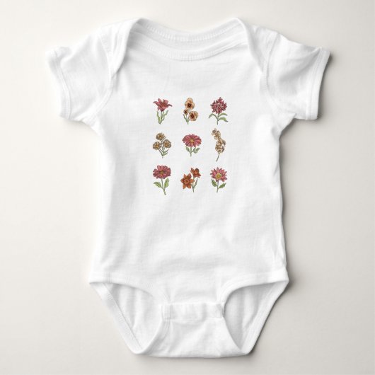 Wildblumen Vintage Blume Botanische Baby Strampler (Vorderseite)