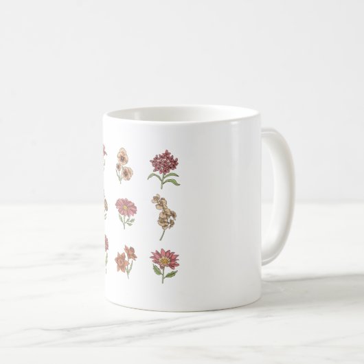 Wildblumen Vintage Blume Botanische Kaffeetasse (VorderseiteRechts)
