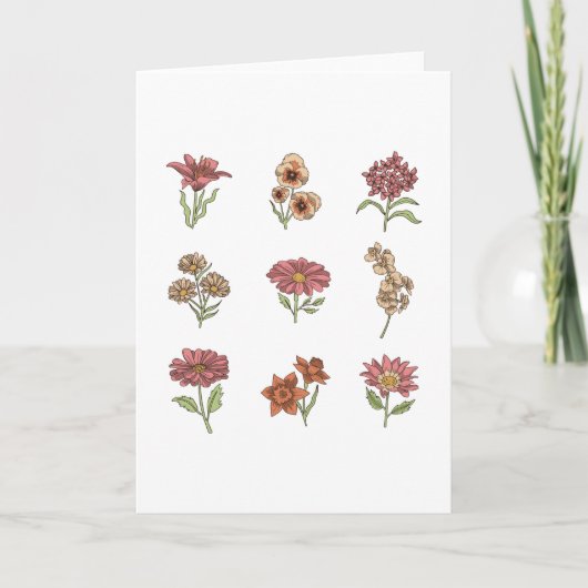 Wildblumen Vintage Blume Botanische Karte (Vorderseite)