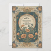 Wildblumen Vintage Hochzeit Einladung (Vorderseite)