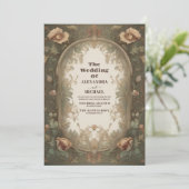 Wildblumen Vintage Hochzeit Einladung (Stehend Vorderseite)