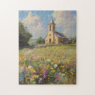 Wildblumen Vintage Kirche Puzzle