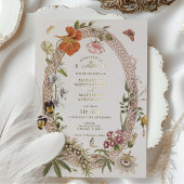 Wildblumen Vintage Wedding Einladung Mauve Rose