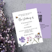 Wildblumen violett rosa QR UAWG Details Hochzeit Einladung