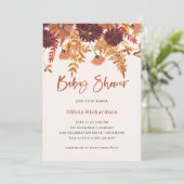 Wildblumen vom Herbst Blush Boho | Babydusche Einladung (Stehend Vorderseite)