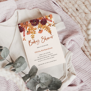 Wildblumen vom Herbst Blush Boho   Babydusche Einladung