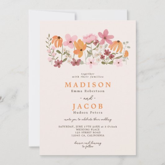 Wildblumen von Boho Einladung (Vorderseite)