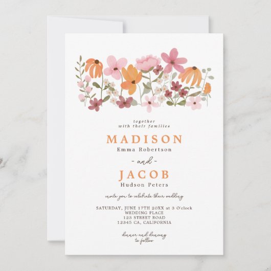 Wildblumen von Boho Einladung (Vorderseite)