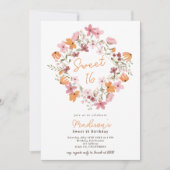 Wildblumen von Boho Foto Süß 16 Einladung (Vorderseite)