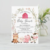 Wildblumen von Nutztieren Kinderdusche Einladung (Stehend Vorderseite)