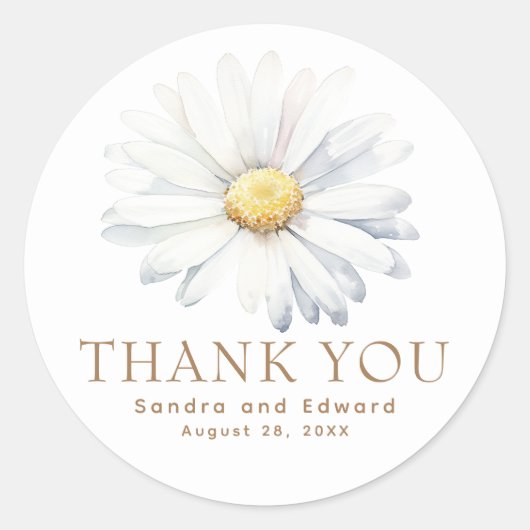 Wildblumen von White Daisy Blume Runder Aufkleber (Vorderseite)