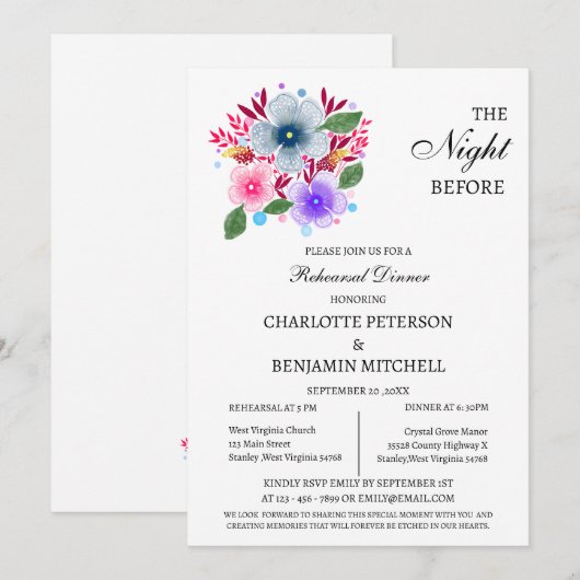 Wildblumen Vor dem Probe Einladung (Vorne/Hinten)