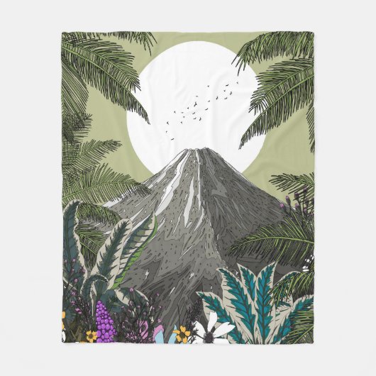 Wildblumen-Vulkan-Berg Fleecedecke (Vorderseite)