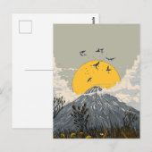 Wildblumen-Vulkan-Berg Postkarte (Vorne/Hinten)