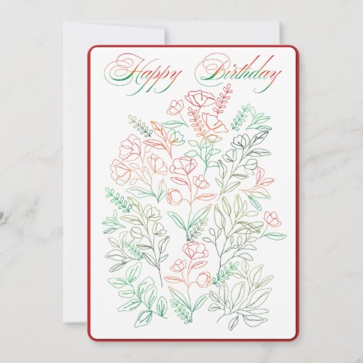 Wildblumen W Happy Birthday Card Einladung (Vorderseite)