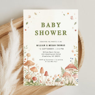 Wildblumen-Wald-Pilz-Baby-Party Einladung