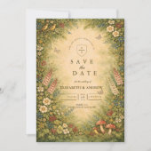 Wildblumen-Waldgarten-Hochzeit Save The Date (Vorderseite)