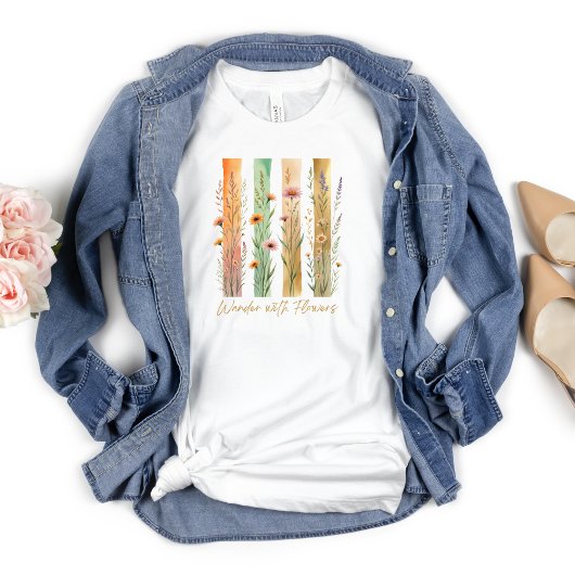 Wildblumen wandern mit Blume Natur Gold Grün T-Shirt